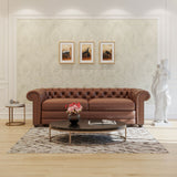 Sonny 3+1 Seater Genuine Leather Sofa Chestfield Lounge Couch - Butterscotch - Front View