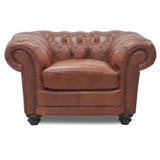 Sonny 2.5+1 Seater Genuine Leather Sofa Chestfield Lounge Couch - Butterscotch - Top-Down View