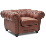 Sonny 1 Seater Genuine Leather Sofa Chestfield Lounge Couch - Butterscotch - Front View