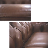 Sonny 1 Seater Genuine Leather Sofa Chestfield Lounge Couch - Butterscotch - Side View