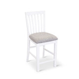 Laelia Tall Bar Chair Stool Set of 8 Solid Acacia Wood Coastal Furniture - White - 45-Degree Angle