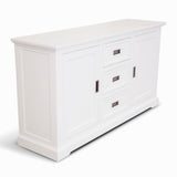 Laelia Buffet Table 166cm 2 Door 3 Drawer Acacia Wood Coastal Furniture -White - Top-Down View