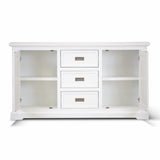 Laelia Buffet Table 166cm 2 Door 3 Drawer Acacia Wood Coastal Furniture -White - 45-Degree Angle