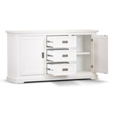 Laelia Buffet Table 166cm 2 Door 3 Drawer Acacia Wood Coastal Furniture -White - Rear View