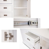 Laelia Buffet Table 166cm 2 Door 3 Drawer Acacia Wood Coastal Furniture -White - Low Angle