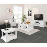 Laelia ETU Entertainment TV Unit 160cm 2 Door Solid Acacia Wood Coastal - White - Side View