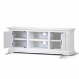Laelia ETU Entertainment TV Unit 160cm 2 Door Solid Acacia Wood Coastal - White - 45-Degree Angle