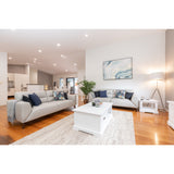 Laelia Coffee Table 120cm Solid Acacia Timber Wood Coastal Furniture - White - Front View