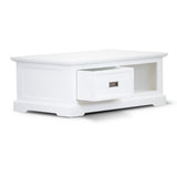 Laelia Coffee Table 120cm Solid Acacia Timber Wood Coastal Furniture - White - Top-Down View