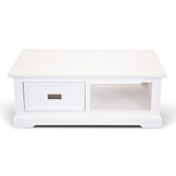 Laelia Coffee Table 120cm Solid Acacia Timber Wood Coastal Furniture - White - 45-Degree Angle