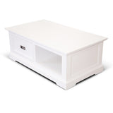 Laelia Coffee Table 120cm Solid Acacia Timber Wood Coastal Furniture - White - Rear View