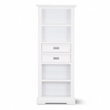 Laelia Bookshelf Bookcase 4 Tier Solid Acacia Wood Coastal Furniture - White - Side View