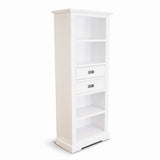 Laelia Bookshelf Bookcase 4 Tier Solid Acacia Wood Coastal Furniture - White - Top-Down View