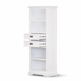 Laelia Bookshelf Bookcase 4 Tier Solid Acacia Wood Coastal Furniture - White - 45-Degree Angle