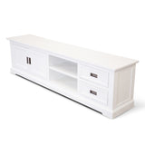 Laelia ETU Entertainment TV Unit 220cm 2 Door Solid Acacia Wood Coastal - White - Side View