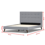 Volga Queen Bed Platform Frame Fabric Upholstered Mattress Base - Grey - Side View