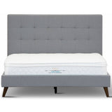 Volga Queen Bed Platform Frame Fabric Upholstered Mattress Base - Grey - Top-Down View