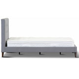 Volga Queen Bed Platform Frame Fabric Upholstered Mattress Base - Grey - Rear View