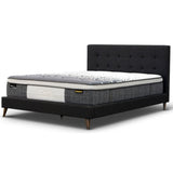 Volga King Single Bed Platform Frame Fabric Upholstered Mattress Base - Charcoal - Top-Down View