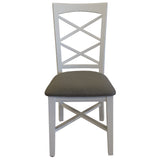 Daisy Dining Chair Set of 2 Solid Acacia Timber Wood Hampton Furniture - White - Front View