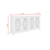 Daisy Buffet Table 180cm 4 Glass Door Solid Acacia Wood Hampton Furniture -White - Side View