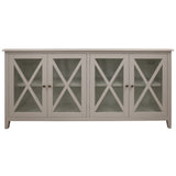 Daisy Buffet Table 180cm 4 Glass Door Solid Acacia Wood Hampton Furniture -White - Top-Down View