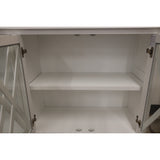Daisy Buffet Table 180cm 4 Glass Door Solid Acacia Wood Hampton Furniture -White - Close-Up Angle