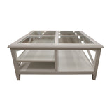Daisy Coffee Table 100cm Glass Top Solid Acacia Wood Hampton Furniture - White - Side View