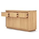 Rosemallow Buffet Table 165cm 3 Door 3 Drawer Solid Messmate Timber - Natural - Top-Down View