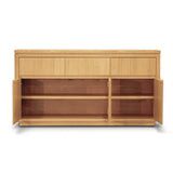 Rosemallow Buffet Table 165cm 3 Door 3 Drawer Solid Messmate Timber - Natural - 45-Degree Angle