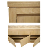 Rosemallow Buffet Table 165cm 3 Door 3 Drawer Solid Messmate Timber - Natural - Close-Up Angle