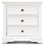 Celosia Bedside Table 3 Drawers Storage Cabinet Nightstand End Tables - White - Rear View