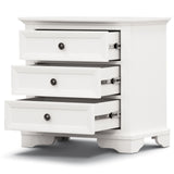 Celosia Bedside Table 3 Drawers Storage Cabinet Nightstand End Tables - White - Close-Up Angle