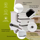 Celosia Bedside Table 3 Drawers Storage Cabinet Nightstand End Tables - White - Top-Down View