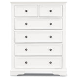 Celosia Tallboy 6 Chest of Drawers Solid Acacia Wood Bed Storage Cabinet - White - Rear View
