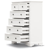 Celosia Tallboy 6 Chest of Drawers Solid Acacia Wood Bed Storage Cabinet - White - Close-Up Angle
