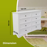 Celosia Dresser 8 Chest of Drawers Bedroom Acacia Timber Storage Cabinet - White - Side View