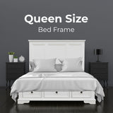 Celosia 5pc Queen Bed Frame Bedroom Suite Bedside Dresser Mirror Package - White - Side View