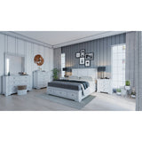 Celosia 5pc Queen Bed Frame Bedroom Suite Bedside Dresser Mirror Package - White - Low Angle