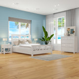 Myer King Size Bed Frame Solid Timber Wood Mattress Base White Wash - Front View