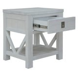 Myer 3pc Set 2 Bedside Tallboy Storage Cabinet Side End Table White Wash - Rear View
