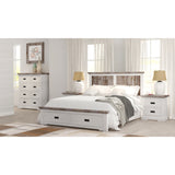 Fiona Bedside Tables 2 Drawers Storage Cabinet End Nightstand Table White Grey - Front View