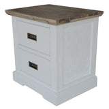 Fiona Bedside Tables 2 Drawers Storage Cabinet End Nightstand Table White Grey - Side View