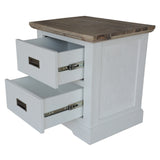 Fiona Bedside Tables 2 Drawers Storage Cabinet End Nightstand Table White Grey - Top-Down View