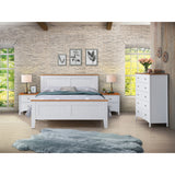 Lobelia Tallboy 5 Chest of Drawers Solid Rubber Wood Bed Storage Cabinet - White - Side View