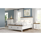 Virginia Bedside Nightstand 3 Drawers Storage Cabinet Shelf Side Table - White - Front View