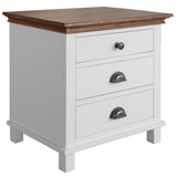 Virginia Set of 2 Bedside Nightstand 3 Drawers Storage Cabinet Side Table -White - Side View