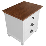 Virginia Set of 2 Bedside Nightstand 3 Drawers Storage Cabinet Side Table -White - Top-Down View