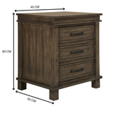 Lily Bedside Tables 3 Drawers Storage Cabinet Shelf Side End Table - Rustic Grey - Side View