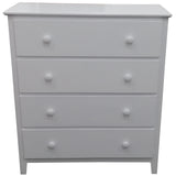 Wisteria Tallboy 4 Chest of Drawers Solid Rubber Wood Bed Storage Cabinet -White - Side View